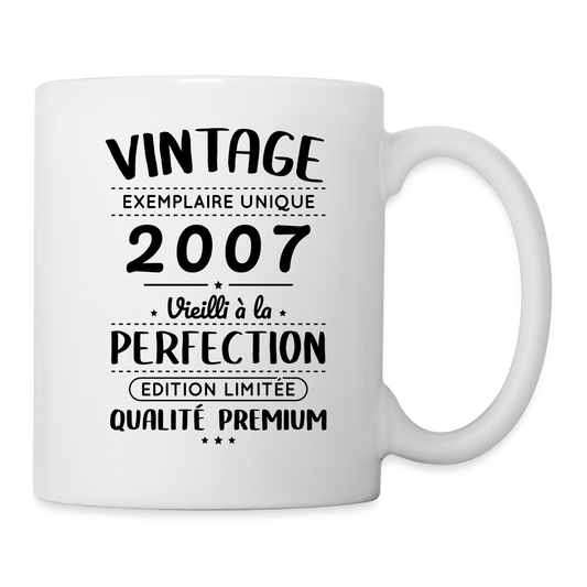 Mug blanc - Anniversaire 18 Ans - Vintage 2007 - blanc
