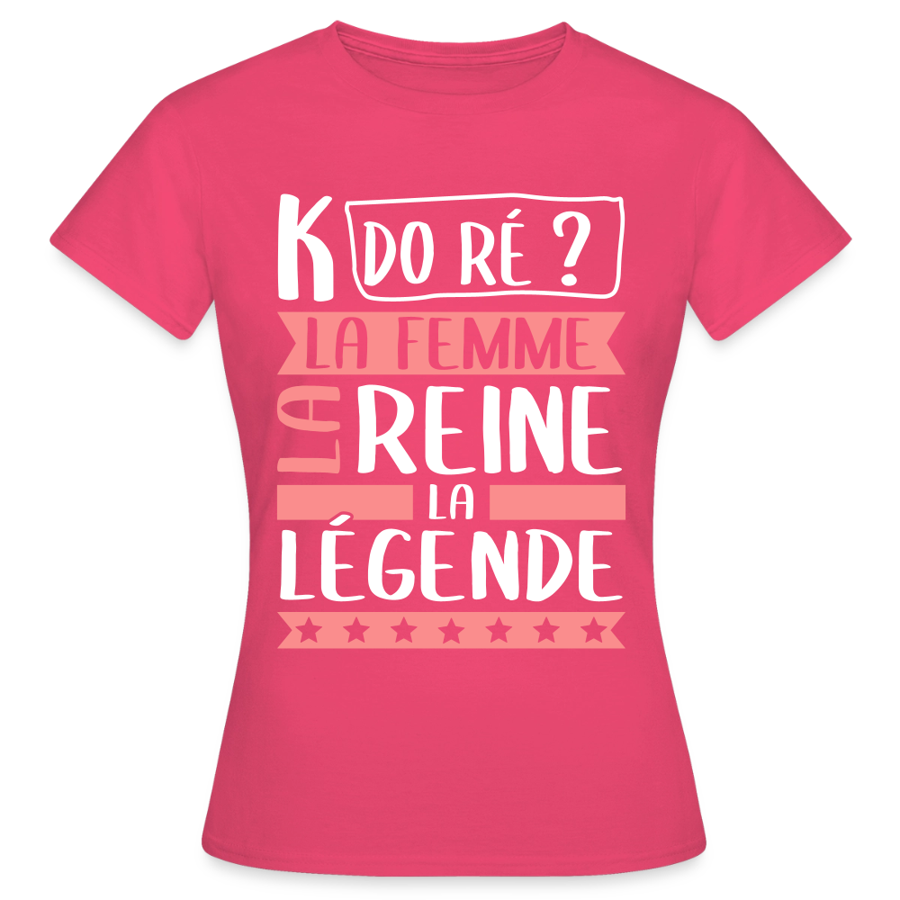T-shirt femme Camille rébus – La femme, la reine, la légende - rose azalée