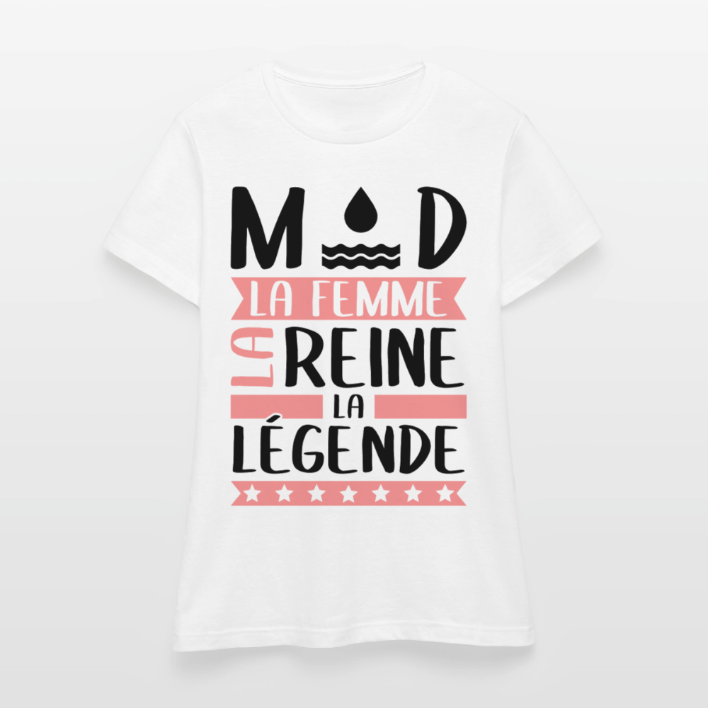 T-shirt femme coloris clair Maud rébus – La femme, la reine, la légende - blanc