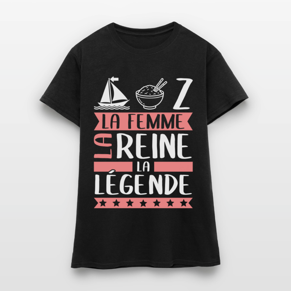 T-shirt femme Maryse rébus – La femme, la reine, la légende - noir