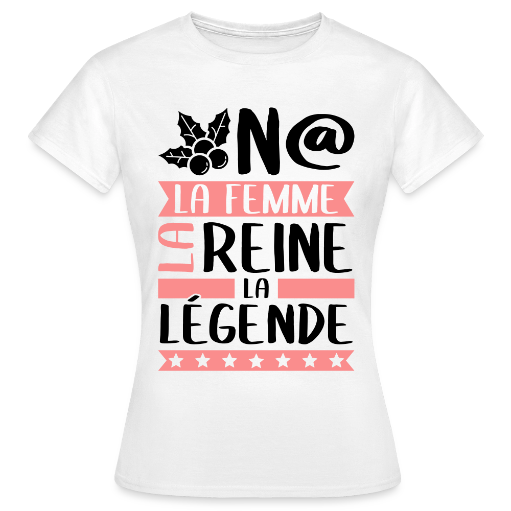 T-shirt femme coloris clair Oona rébus – La femme, la reine, la légende - blanc