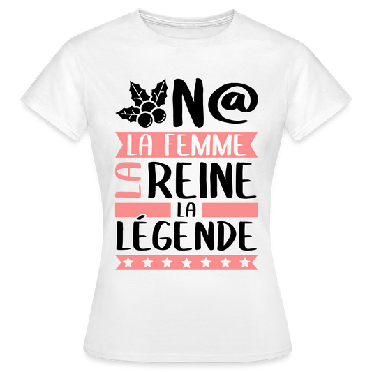 T-shirt femme coloris clair Oona rébus – La femme, la reine, la légende - blanc