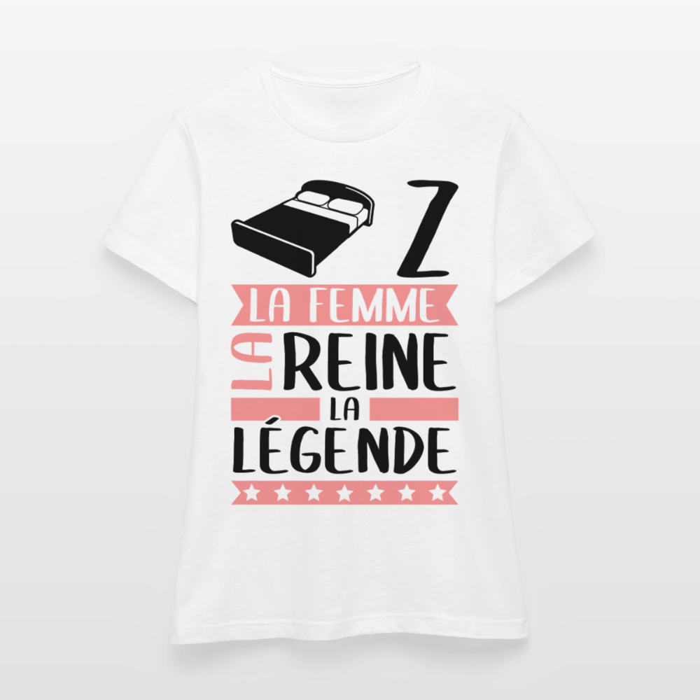 T-shirt femme coloris clair Lise rébus – La femme, la reine, la légende - blanc