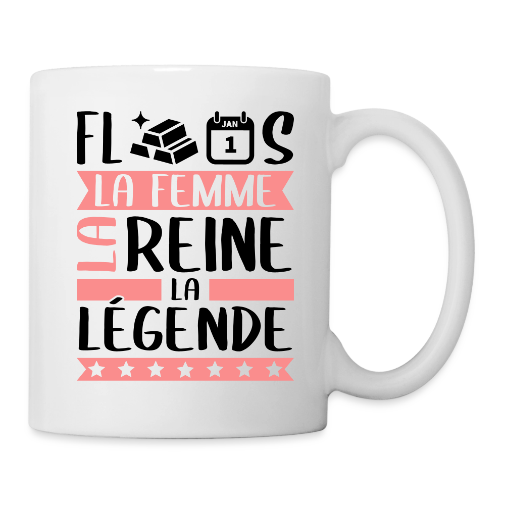Mug blanc Florence rébus – La femme, la reine, la légende - blanc