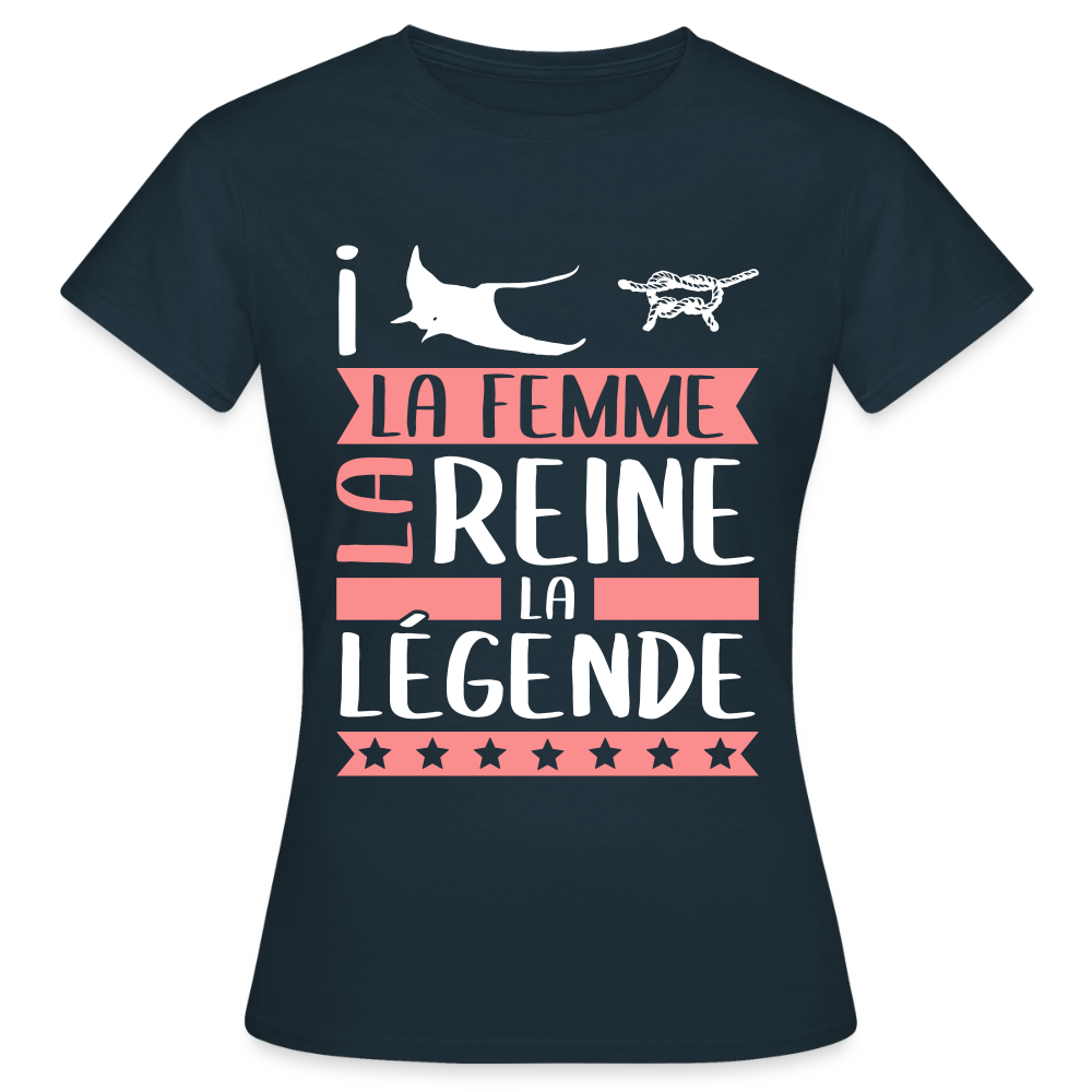 T-shirt femme Irène rébus – La femme, la reine, la légende - marine