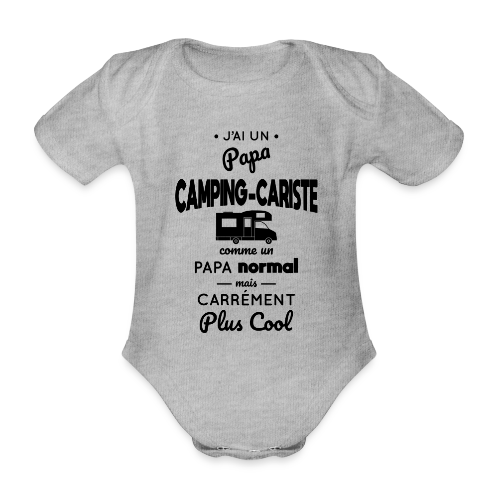 Body Bébé bio manches courtes - J'ai un papa camping-cariste - gris chiné