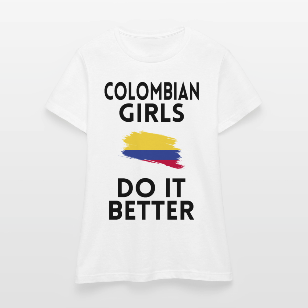 T-shirt femme coloris clair - Colombian Girls Do It Better - blanc