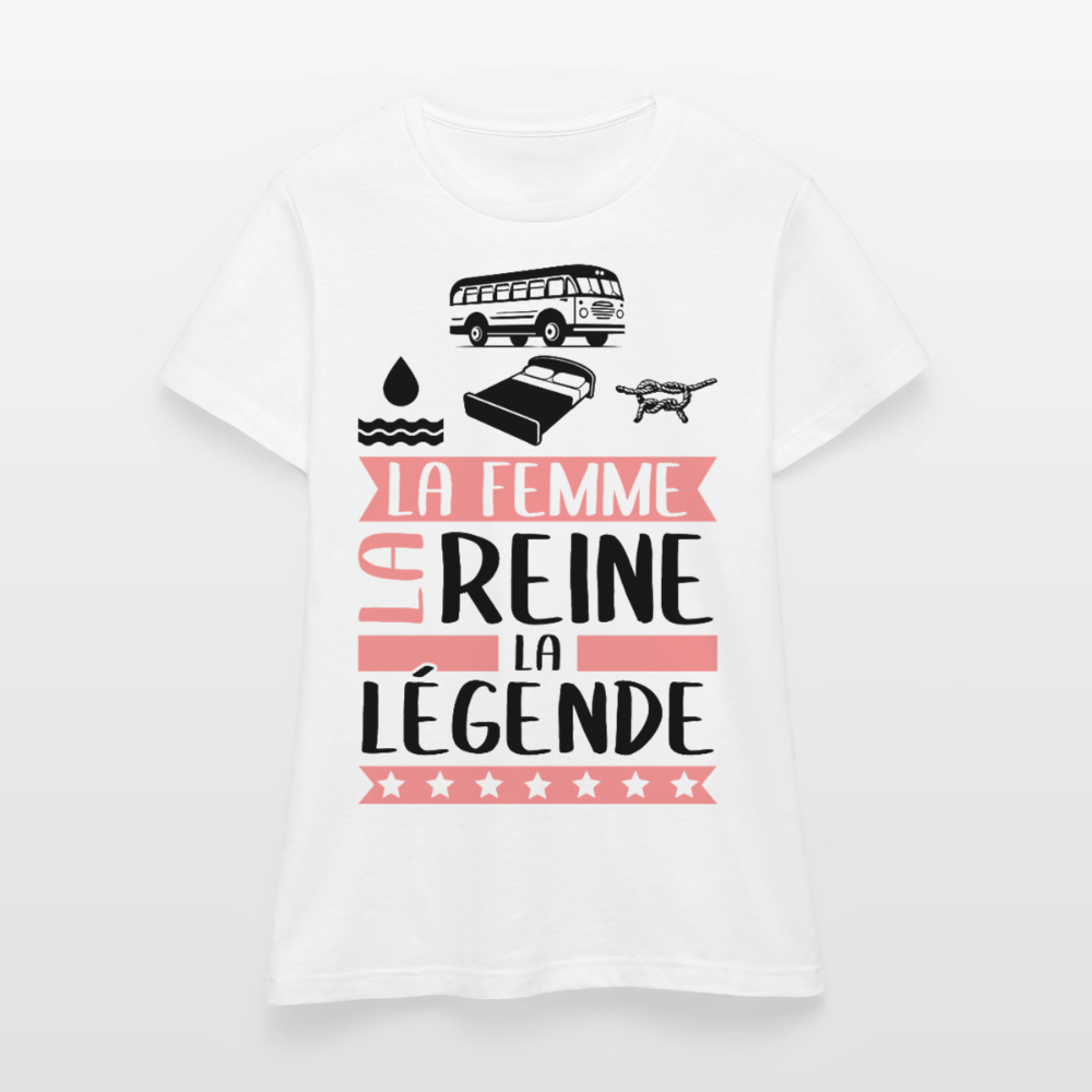 T-shirt femme clair Caroline en rébus – La femme, la reine, la légende - blanc