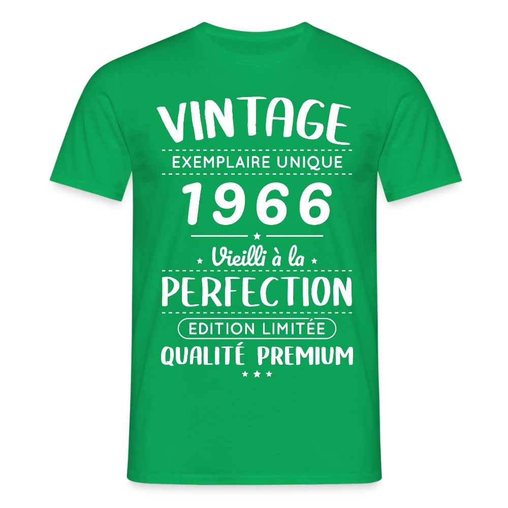 T-shirt anniversaire homme 60 ans – Vintage 1966 – Perfection - vert