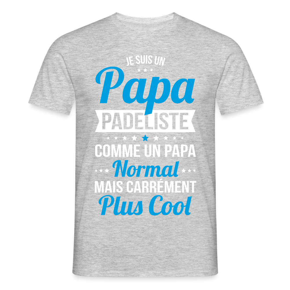 T-shirt Homme - Papa padeliste plus cool - gris chiné