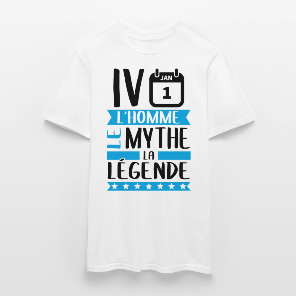 T-shirt homme coloris clair Yvan rébus – L’homme, le mythe, la légende - blanc