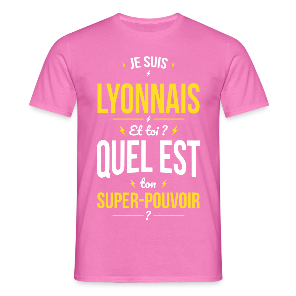 T-shirt Homme - Je suis Lyonnais - Super-pouvoir - rose