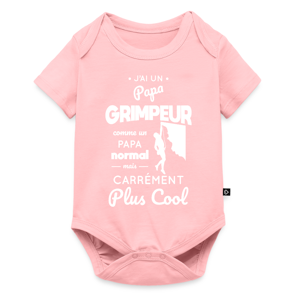 Body Bébé bio manches courtes - J'ai un papa grimpeur - rose