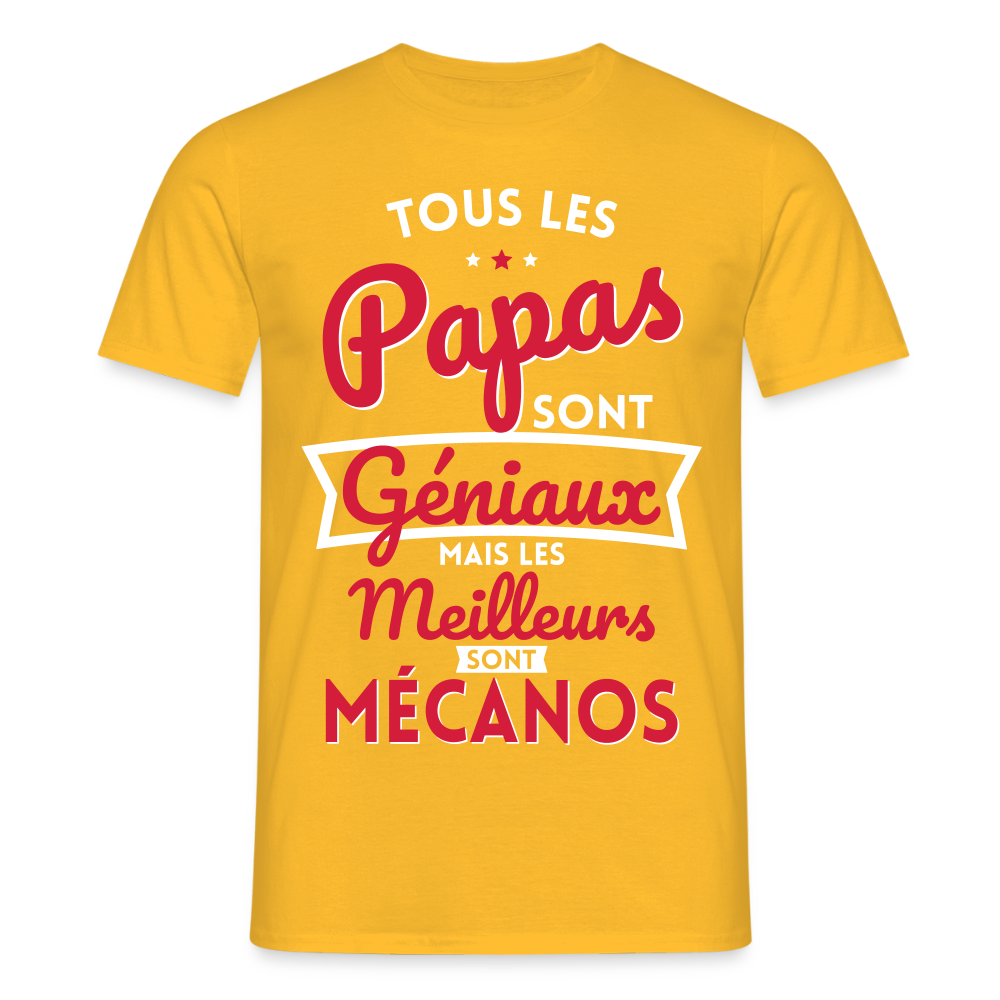 T-shirt Homme - Papas géniaux - Les meilleurs sont mécanos - jaune