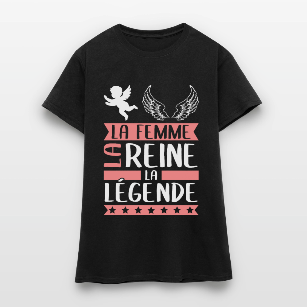 T-shirt femme Angèle rébus – La femme, la reine, la légende - noir