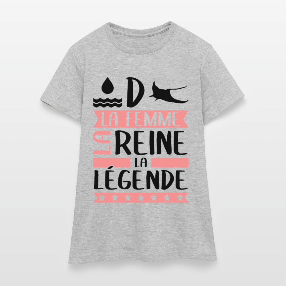 T-shirt femme coloris clair Audrey rébus – La femme, la reine, la légende - gris chiné