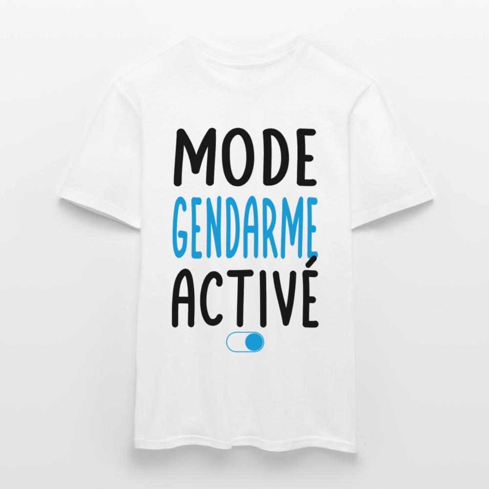 T-shirt Homme coloris clair - Mode gendarme activé - Cadeau gendarme - blanc