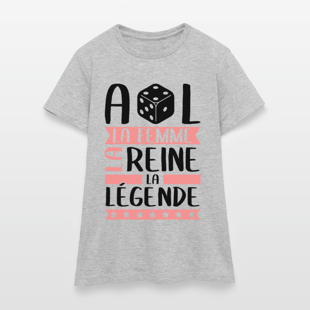 T-shirt femme coloris clair Adèle rébus – La femme, la reine, la légende - gris chiné