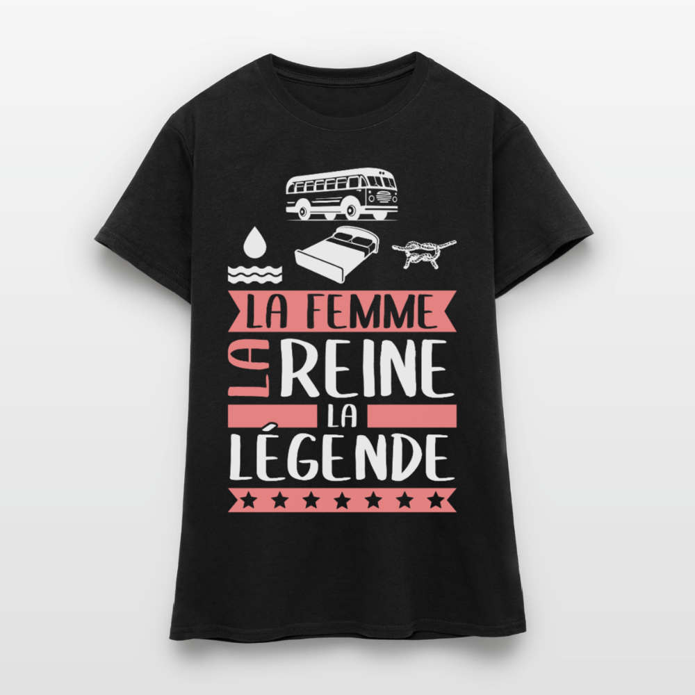 T-shirt femme Caroline rébus – La femme, la reine, la légende - noir