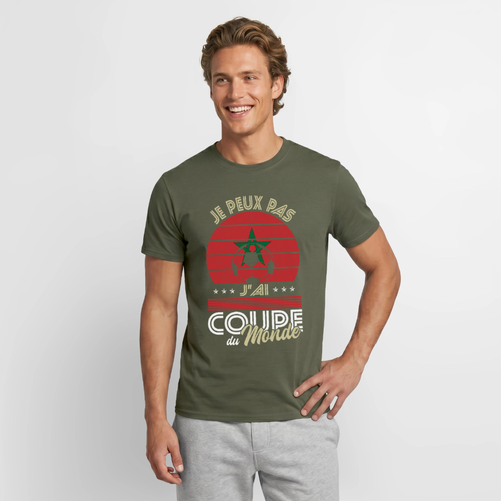 T-shirt Homme - Je peux pas j'ai Coupe du Monde - Maroc - vert militaire