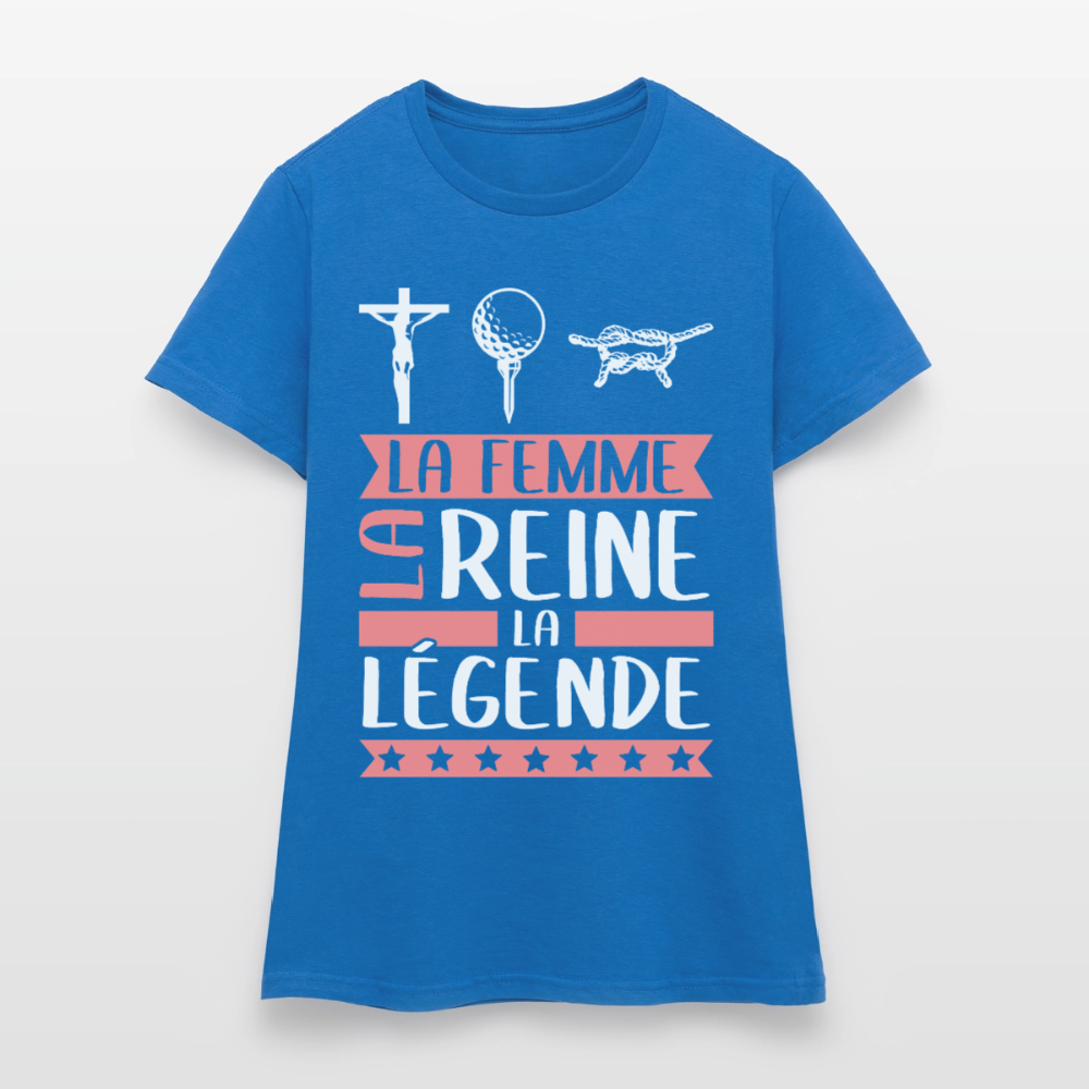 T-shirt femme Christine rébus – La femme, la reine, la légende - bleu royal