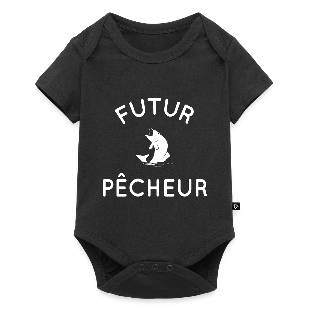 Body Bébé bio manches courtes - Futur pêcheur - noir