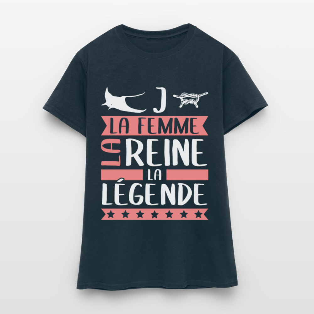 T-shirt femme Régine rébus – La femme, la reine, la légende - marine
