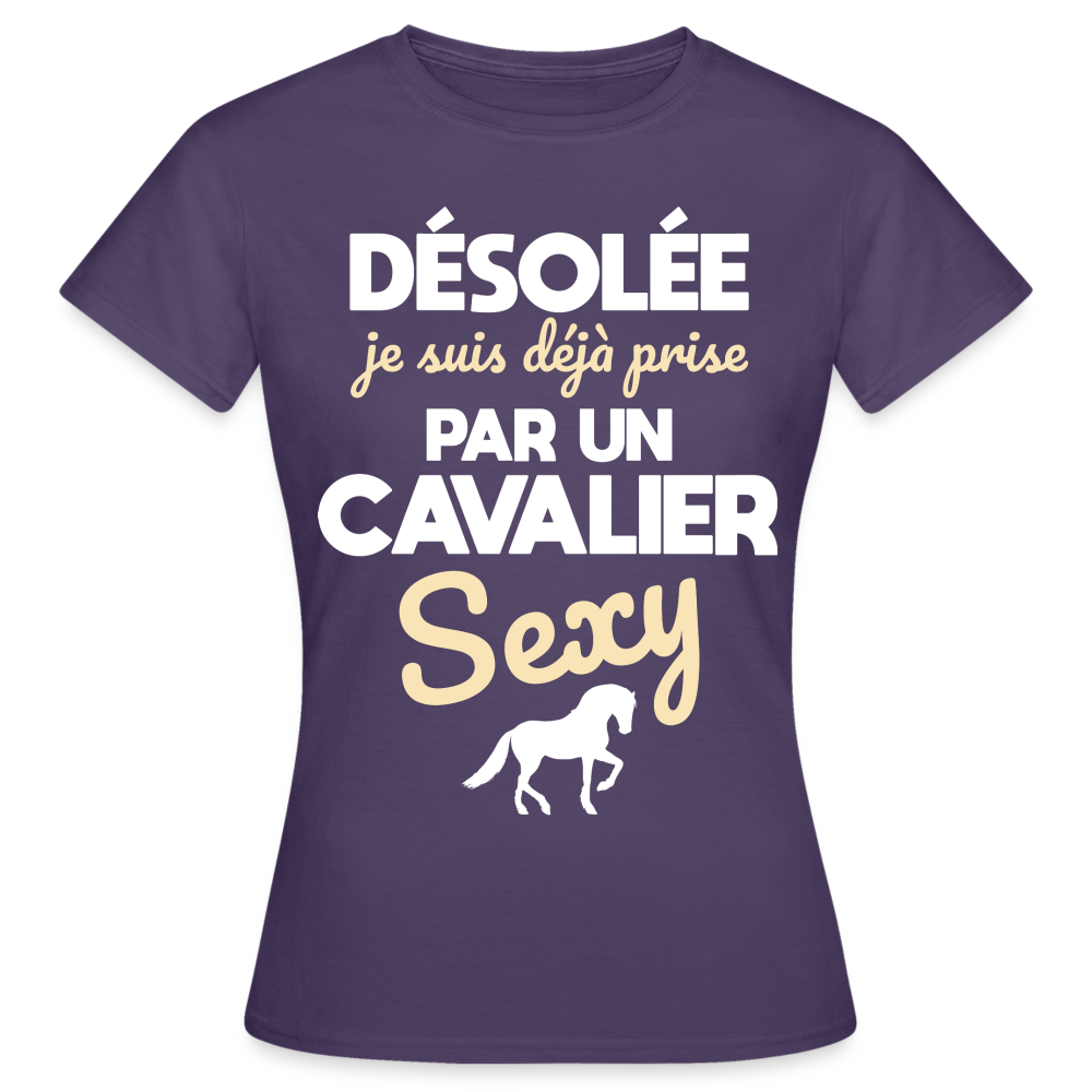 T-shirt Femme - Je suis déjà prise par un cavalier sexy - violet foncé