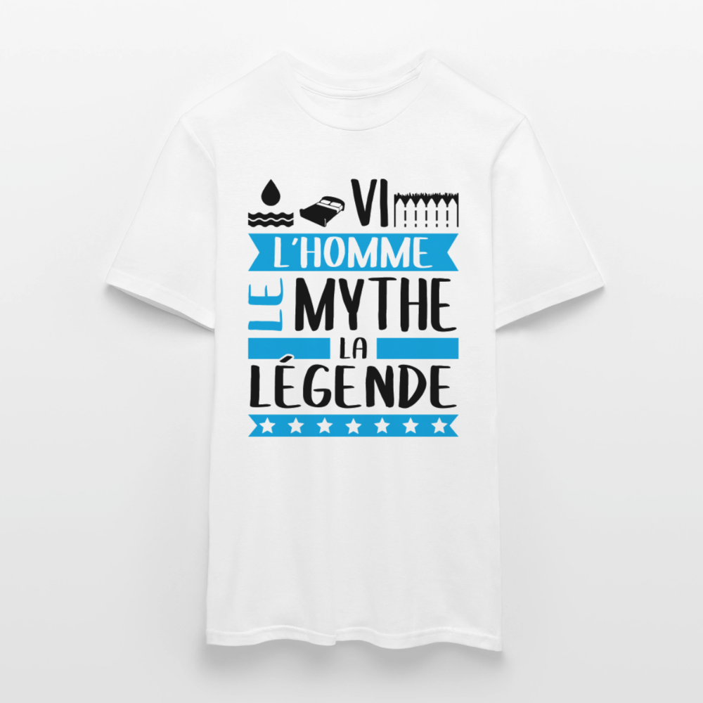T-shirt homme coloris clair Olivier en rébus – L’homme, le mythe, la légende - blanc