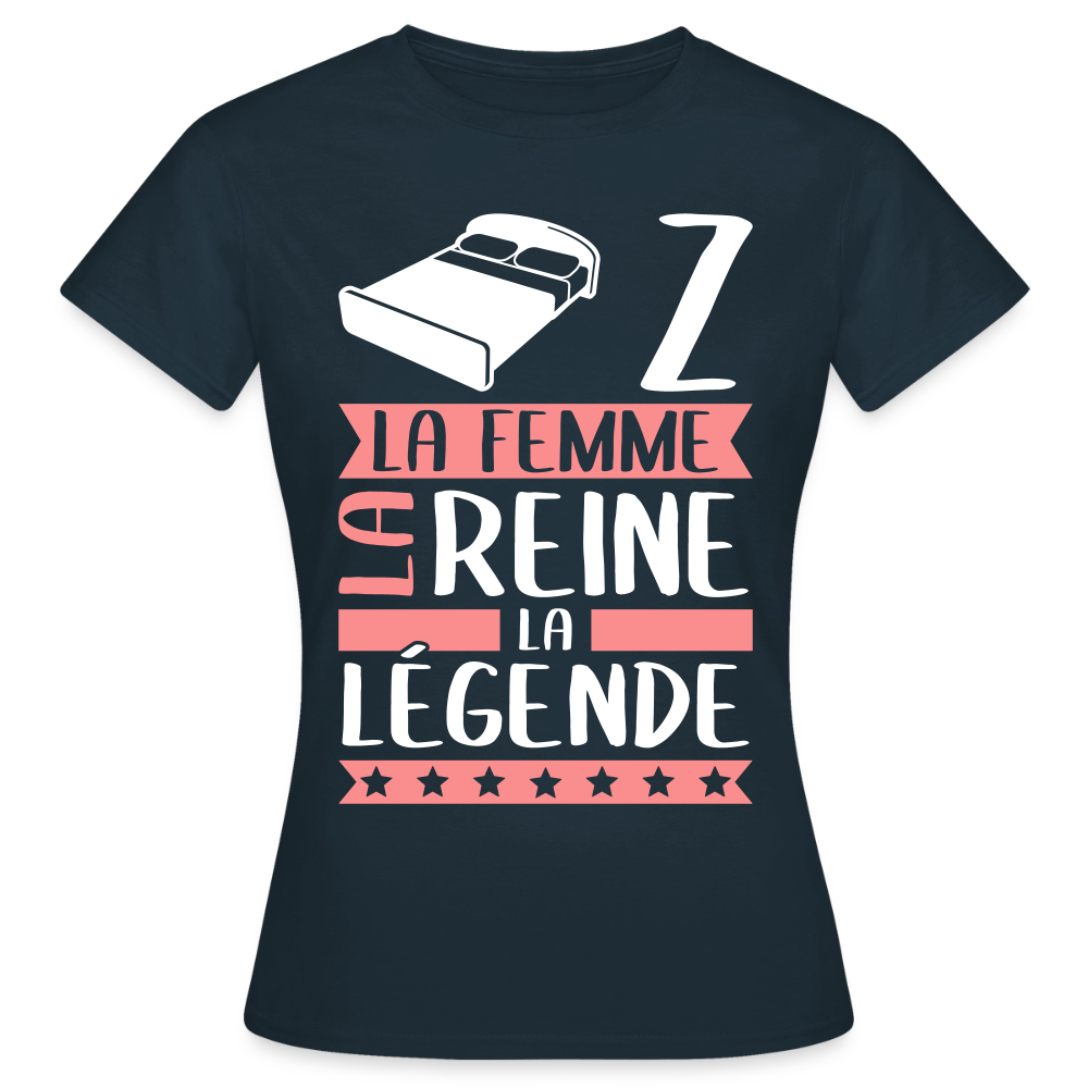 T-shirt femme Lise rébus – La femme, la reine, la légende - marine