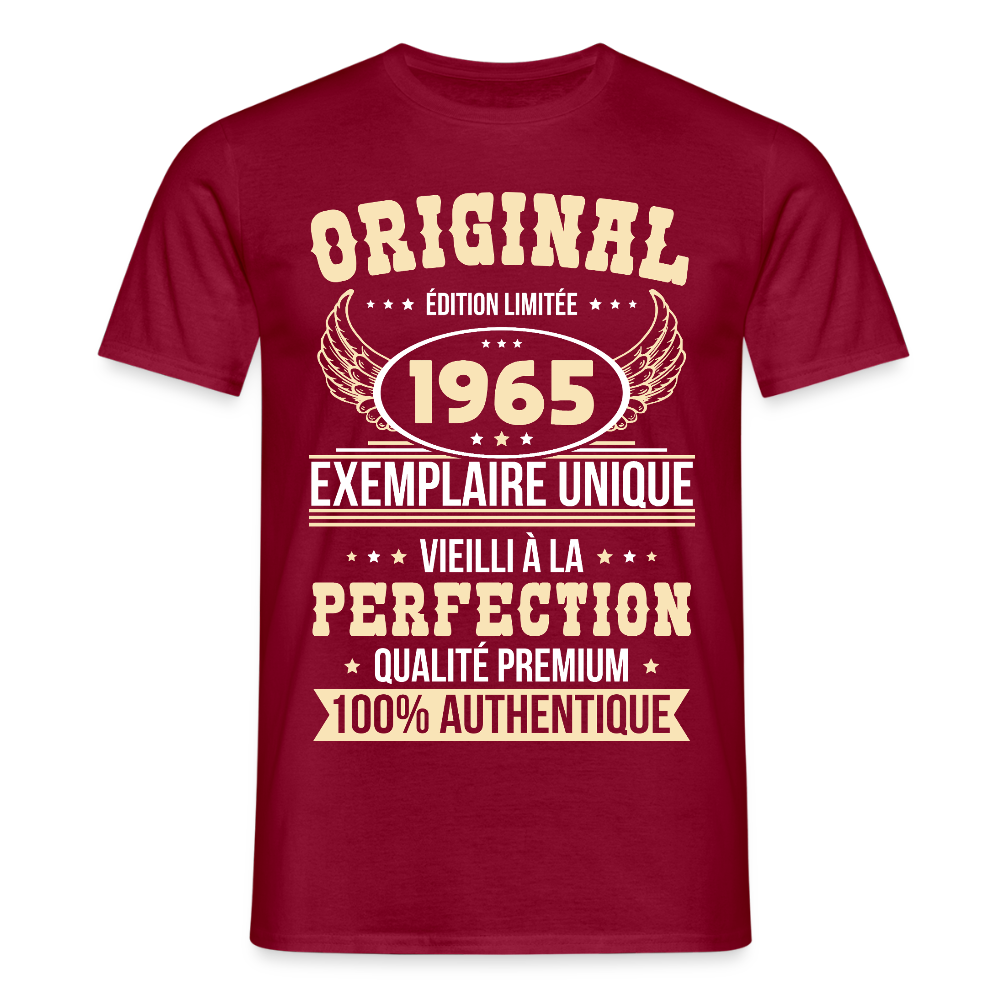 T-shirt Homme - Anniversaire 60 Ans - Original 1965 - rouge brique