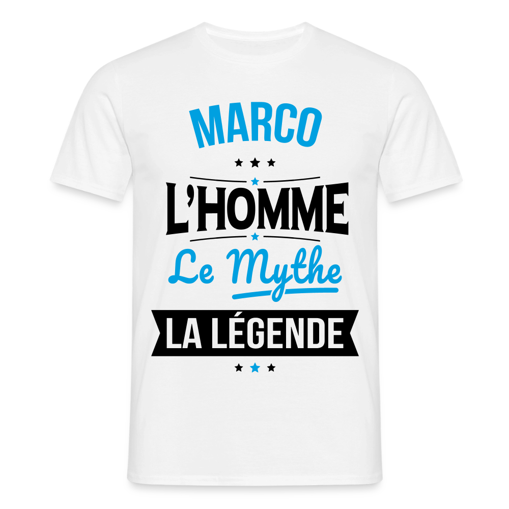 T-shirt clair Marco l’homme le mythe la légende – Cadeau homme - blanc