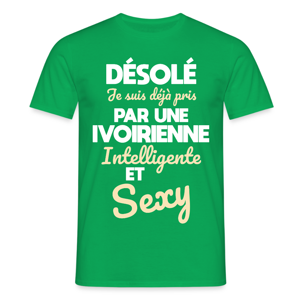 T-shirt Homme -  Je suis déjà pris par une Ivoirienne intelligente et sexy - vert