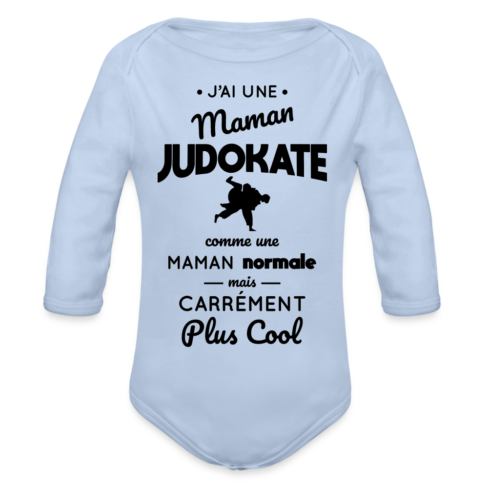 Body Bébé bio manches longues - J'ai une maman judokate - ciel