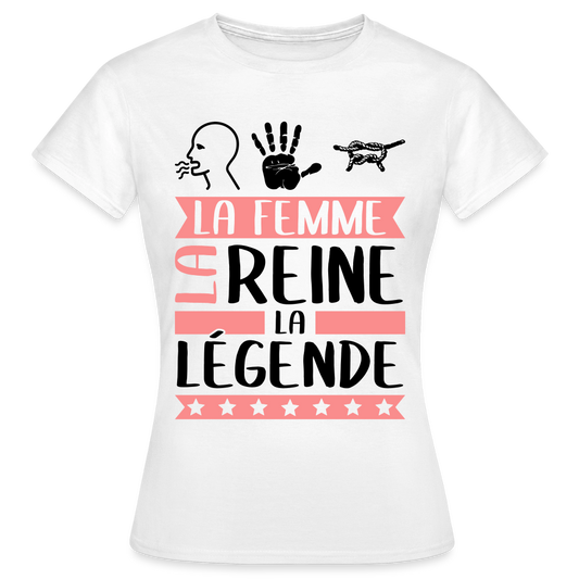 T-shirt femme coloris clair Romaine rébus – La femme, la reine, la légende - blanc