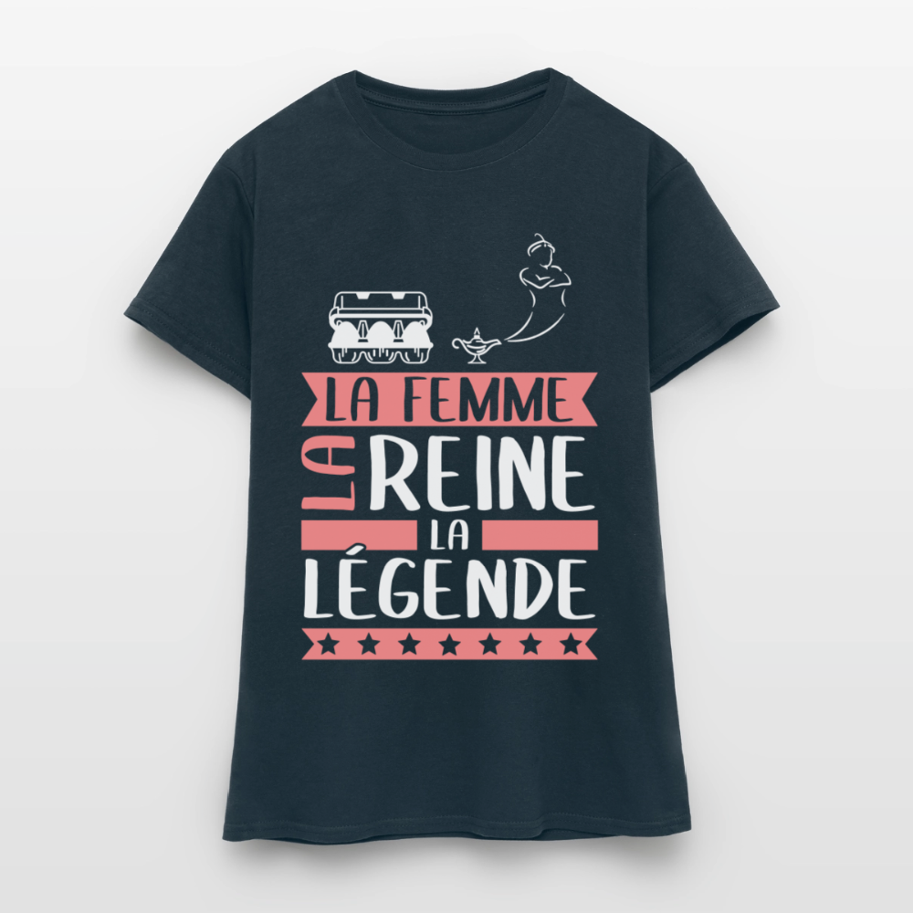T-shirt femme Eugénie rébus – La femme, la reine, la légende - marine