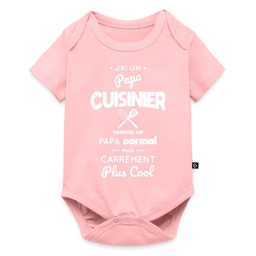 Body Bébé bio manches courtes - J'ai un papa cuisinier - rose