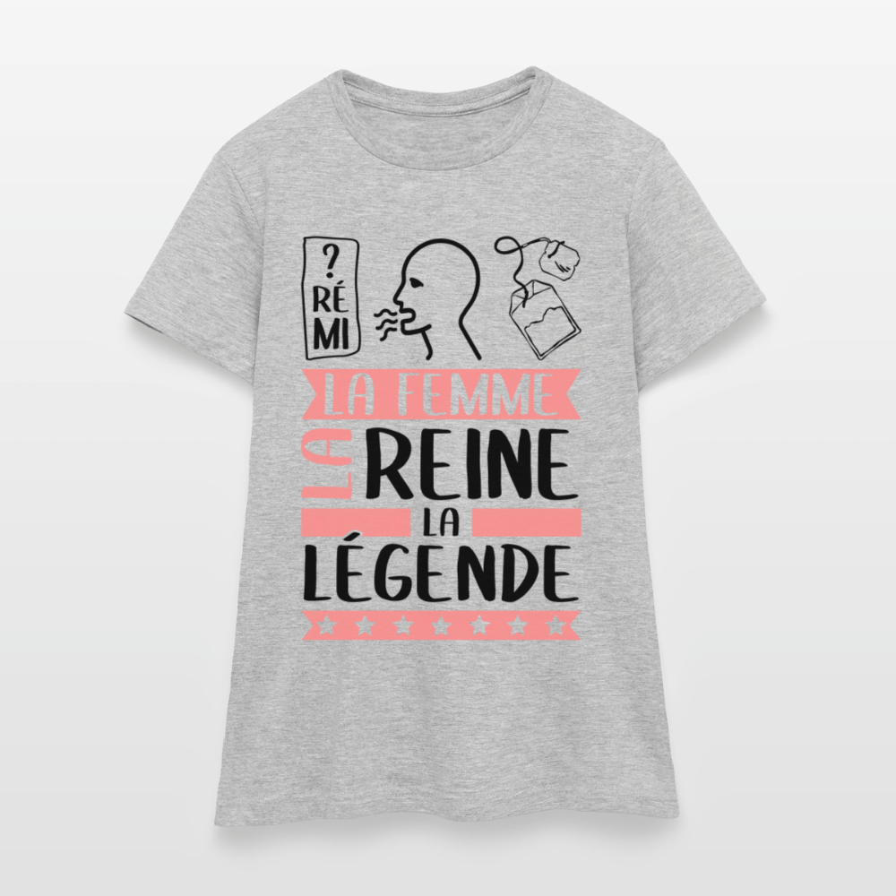 T-shirt femme coloris clair Dorothée rébus – La femme, la reine, la légende - gris chiné