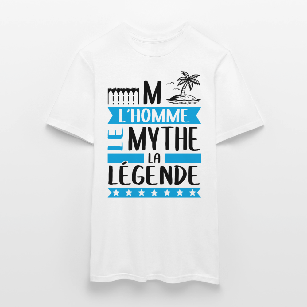 T-shirt homme coloris clair Emile rébus – L’homme, le mythe, la légende - blanc