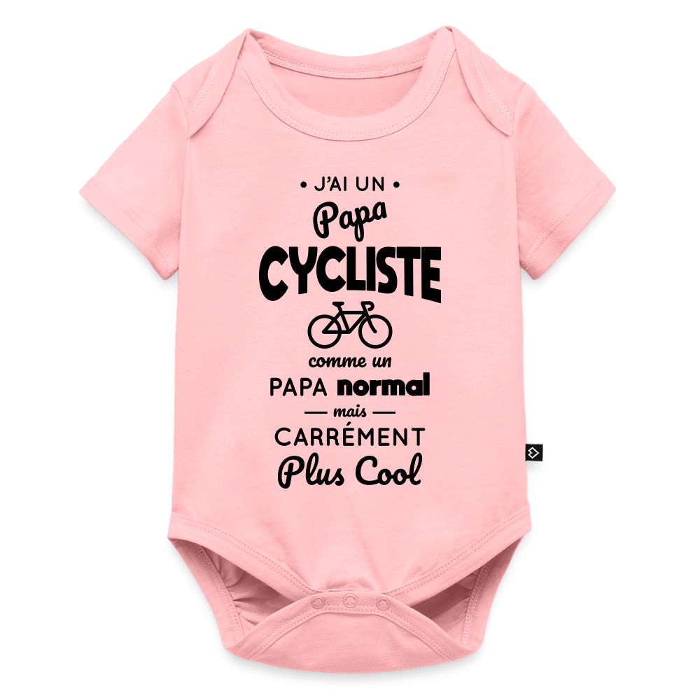 Body Bébé bio manches courtes - J'ai un papa cycliste - rose