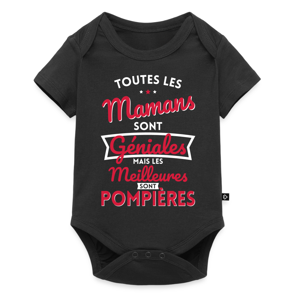 Body Bébé bio manches courtes - Mamans géniales - Les meilleures sont pompières - noir