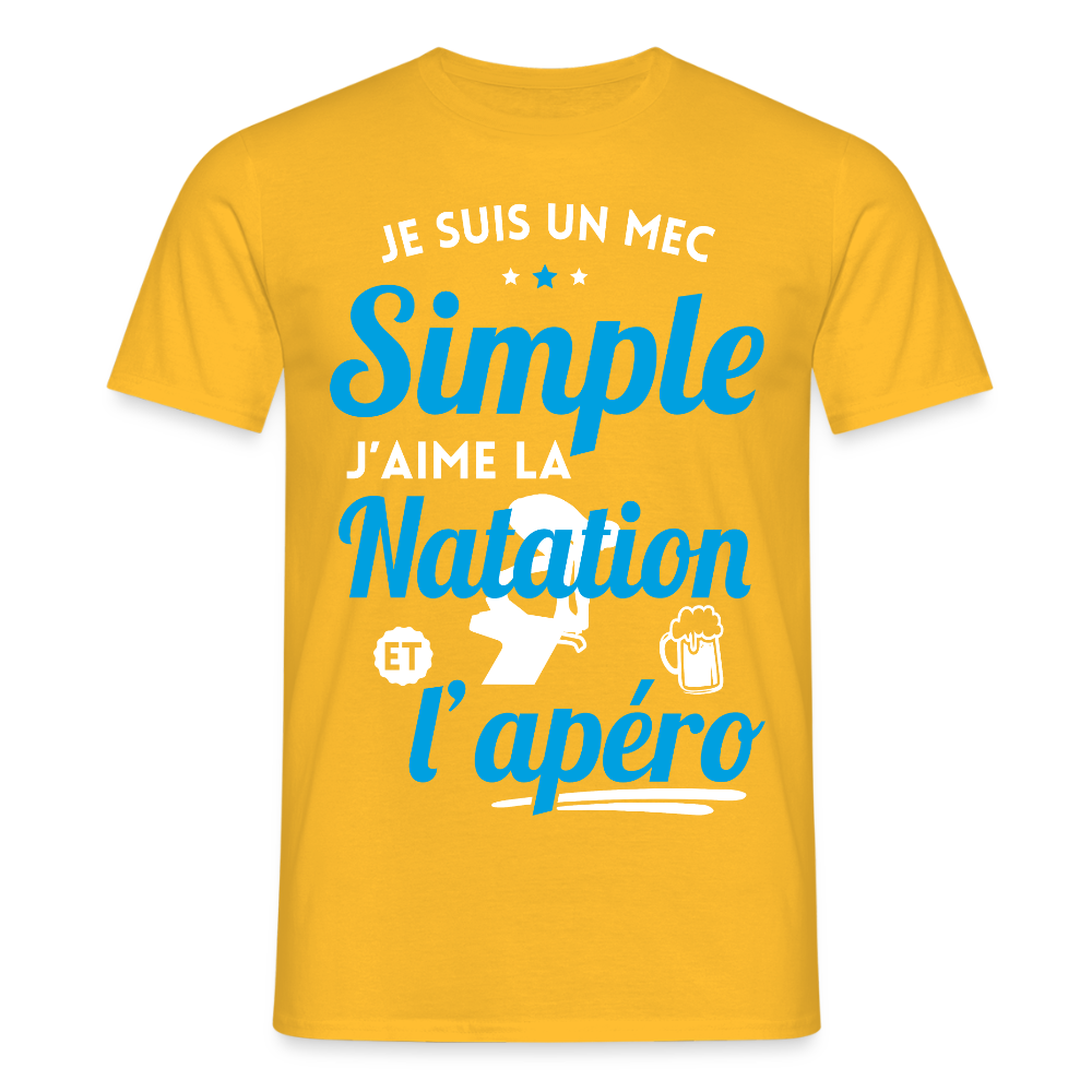 T-shirt Homme - J'aime la natation et l'apéro - jaune