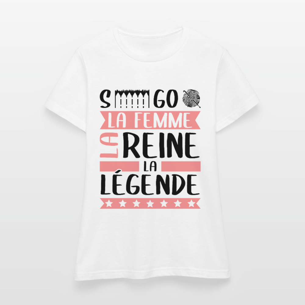 T-shirt femme coloris clair Ségolène en rébus – La femme, la reine, la légende - blanc
