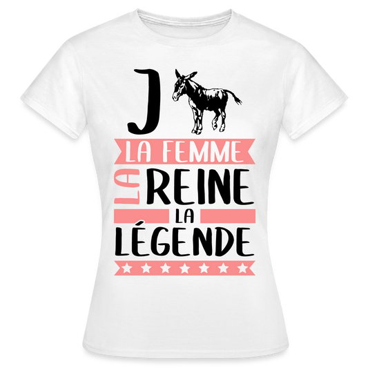 T-shirt femme coloris clair Jeanne rébus – La femme, la reine, la légende - blanc