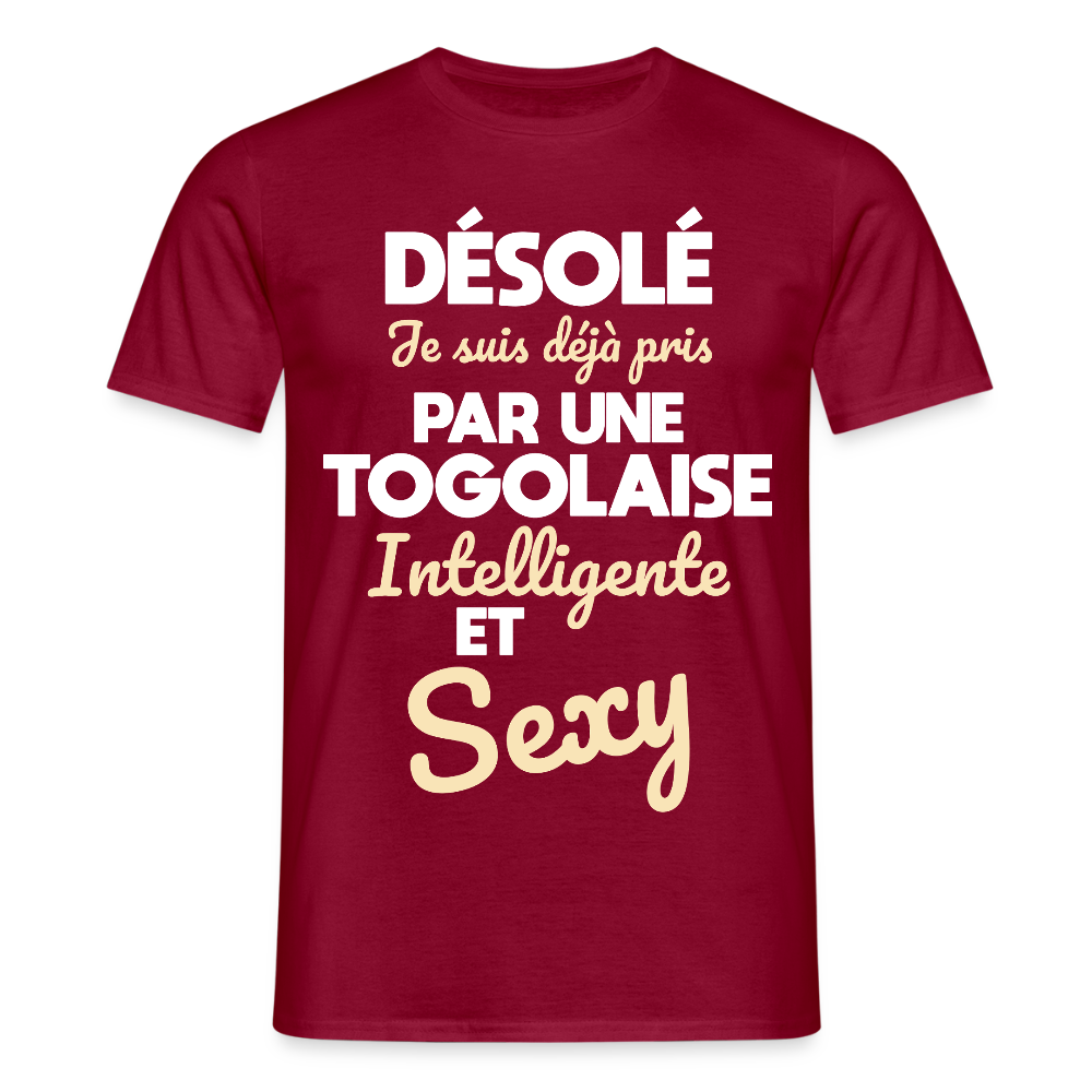 T-shirt Homme -  Je suis déjà pris par une Togolaise intelligente et sexy - rouge brique