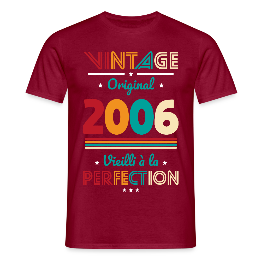 T-shirt Homme - Anniversaire 19 Ans - Vintage Original 2006 - rouge brique