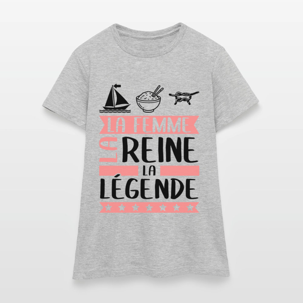T-shirt femme coloris clair Marine rébus – La Femme, la reine, la légende - gris chiné
