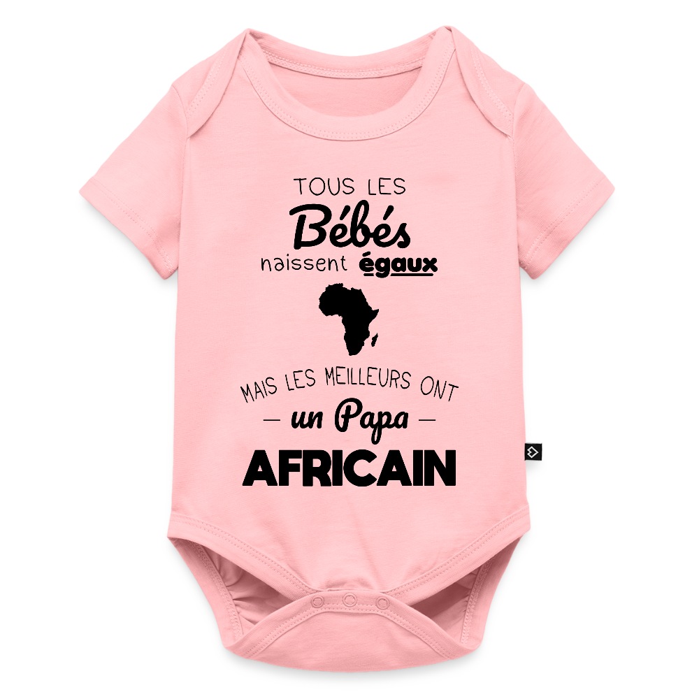 Body Bébé bio manches courtes - Les Meilleurs Ont Un Papa Africain - rose