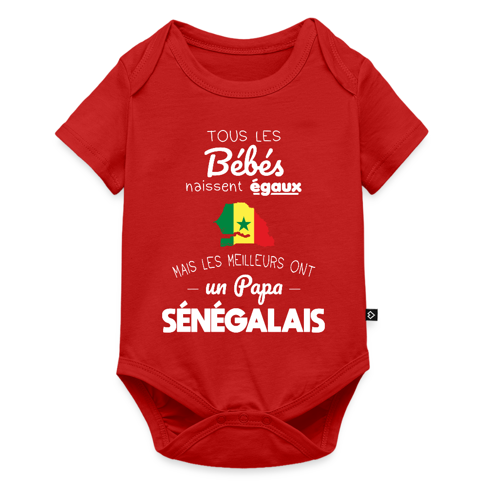 Body Bébé bio manches courtes - Les Meilleurs Ont Un Papa Sénégalais - rouge