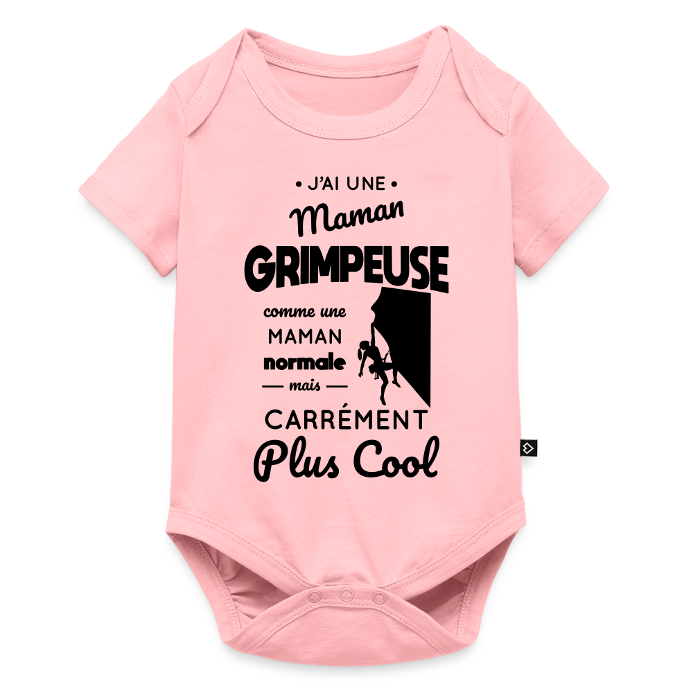 Body Bébé bio manches courtes - J'ai une maman grimpeuse - rose
